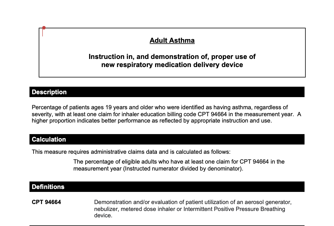 94664 Adult Asthma Device Education Measure